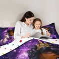 thumbnail image 4 of Erosebridal Cartoon Black Girls Queen Comforter Set For Kids,Cute Unicorn Magic Animal Bedding Comforter Set,Reversible 3 Pieces, 4 of 7