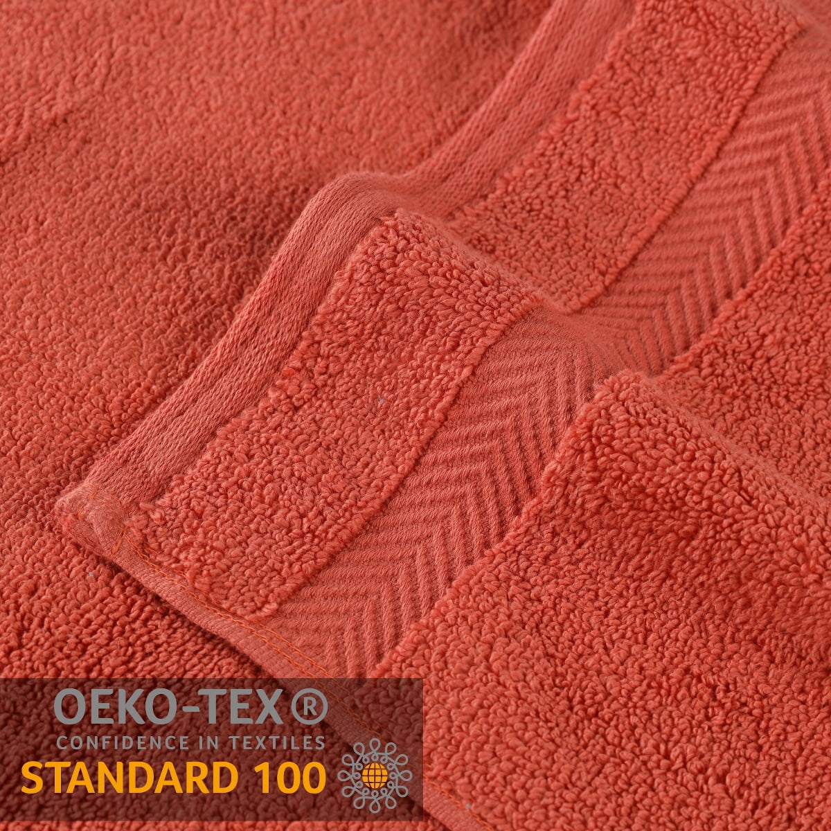 Superior Zero Twist Cotton Hand Towel Set of 6, Brick