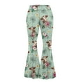 thumbnail image 4 of FKELYI Retro Flower Cow Green Print Yoga Pants for Women Bell Bottom Pants Wide Leg Pants High Waisted Bootcut Pants Breathable Sweatpants for Workout Athleticwear, M, 4 of 7