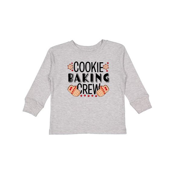 Inktastic Christmas Cookie Baking Crew with Oven Mitts Boys or Girls Long Sleeve Toddler T-Shirt