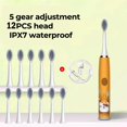 thumbnail image 1 of Cepillo de dientes eléctrico para niños, dibujos animados, con cabezal de repuesto, ultrasónico, IPX7, resistente al agua, recargable, sónico, 1 of 6