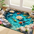 thumbnail image 2 of Carp Lotus Pattern Fun Doormat, 0.39 Inch Thick Polyester Fleece, Non-Slip Washable Floor Mat for Bedroom Kitchen Bathroom Home Spring Decor, 2 of 10
