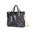 thumbnail image 7 of FORMRS Womens Corduroy Tote Bag Crossbody Shoulder Handbag with Pocket, Light Purple Flowers, 7 of 7
