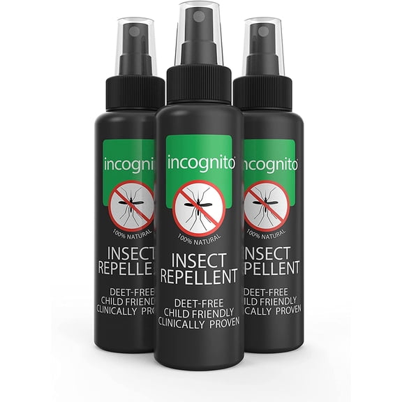 NEW to USA - NEW Improved Multi-Award Winning Incognito 100% All Natural DEET FREE Insect Repellent Spray Value 3 Pack (3 x 3.5 Fl oz)