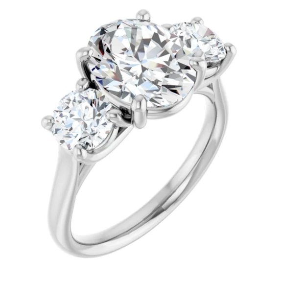 Emilia Oval Lab Diamond Engagement Ring Three Stone 1.75 Carats
