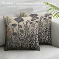thumbnail image 3 of MLJA Throw Pillow Covers Floral White Border Herbs Wild Flowers Botanical Graceful Engraving Black Vintage Meadow Victorian Cushion Square Case for Winter Home Decorative, 3 of 5