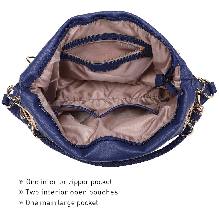 Dasein Women's Hobo Bag, Blue Rhinestone Faux Leather photo 5