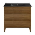 thumbnail image 3 of Cascade 36 in. Brown oak Bathroom Vanity With Black Ceramic Sink Top, 3 of 8