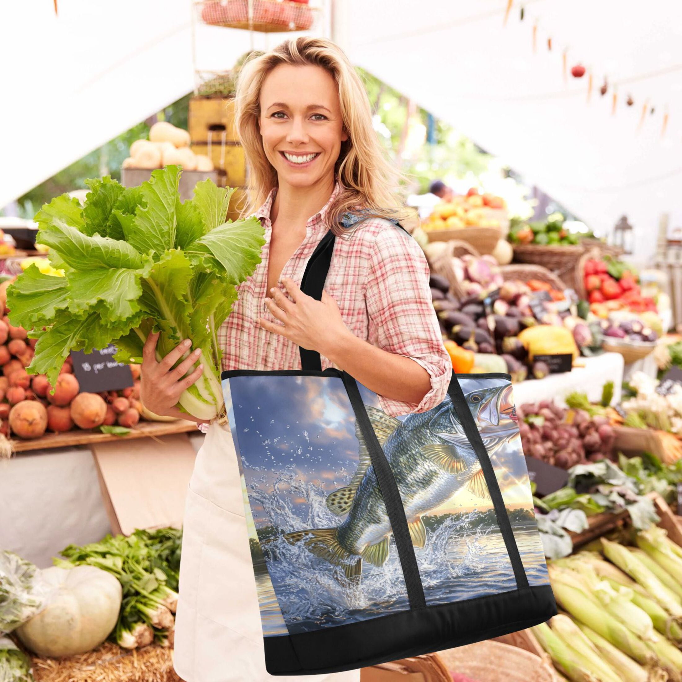 Large Hand-held Ice Pack Picnic Bag Insulation and Refrigeration Suitable for Shopping Picnics and Camping Golden Fish Picture