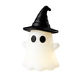 thumbnail image 2 of Halloween Light Up Ghost Figurine with Black Witch Hat, Cute Spooky Mini Glowing Ghost Desktop Ornament for Halloween Party, Bedroom Shelf Decor, Micro Landscape Fall Home Halloween Decoration,A, 2 of 4
