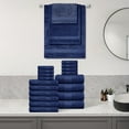 thumbnail image 5 of Dewall Maisons Navy Blue Luxury 18-Piece Cotton Towel Set - High Absorbency - Includes 4 Bath Towels, 6 Hand Towels, 8 Washcloths - Perfect For Elegant Bathroom Decor, 5 of 12