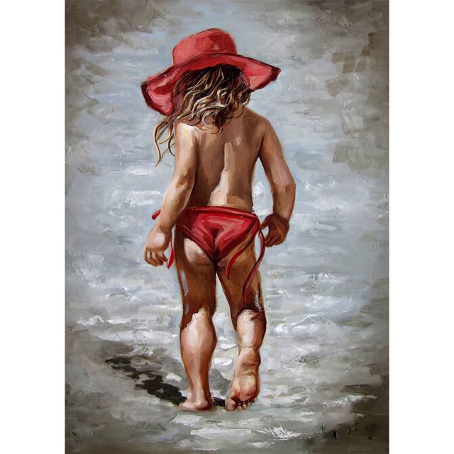 Cuadros Decorativos Kit 5D DIY Chica en vestido rojo Pintura de diamante de taladro redondo completo (NH543) Sywqhk Nuevos Originales