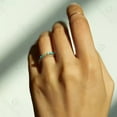 thumbnail image 5 of Round Cab Lab-Created Turquoise and Moissanite Full Eternity Wedding Band Ring - 925 Sterling Silver Prong Set for Women, 5 of 6