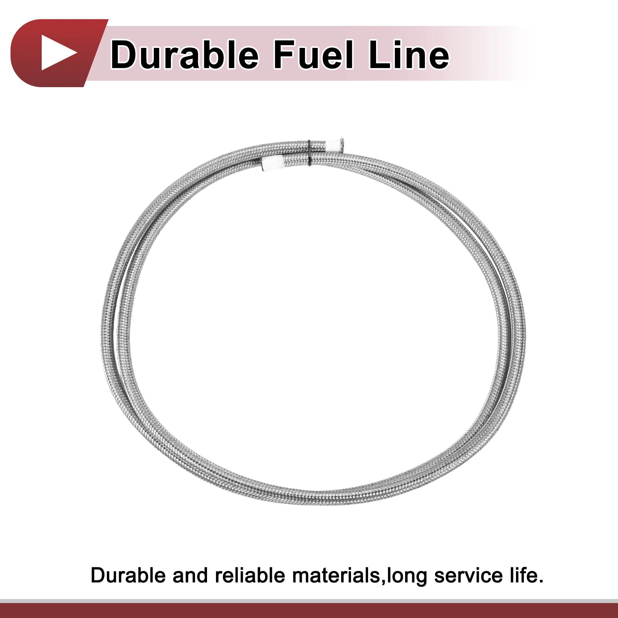 Unique Bargains AN4 Fuel Line Hose 6.5ft Vacuum Hose Automotive Silver