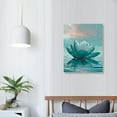 thumbnail image 4 of JRXY  Teal Water Lily Wall Art, Abstract Boho Floral on Teal Ocean Canvas Wall Art, Fantasy Zen Spa Art Wall Art for Living Room Bedroom Bathroom Home Decor Ready to Hanging 16x20 in, 4 of 5