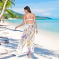 thumbnail image 7 of FORMRS Womens Long Sarong Beach Wrap Semi-Sheer Bikini Skirt Bathing Swimsuit Cover Up, Purple Floral Rabbit, 7 of 7