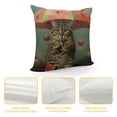 thumbnail image 4 of GOSMITH  Funny Animal Cat Throw Pillow Cover The Cute cat is Holding an Umbrella in one paw and Fruit ice Cream in Other Decorative Pillow Case Cushion Cover Decor, 4 of 5
