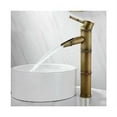 thumbnail image 2 of Grifo clásico de bambú, disponible para agua fría y caliente, boquilla de tres juntas para lavabo, fácil instalación sin herramientas especiales (bronce), 2 of 5