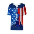 thumbnail image 4 of Memorial Day Blouse for Women American Flag Womens Shirts Women Red White and Blue Shirts Womens Memorial Day Shirts Women's Casual Gradient Short-Sleeved V-Neck Top Blouse, 4 of 5