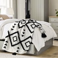 thumbnail image 6 of LR Home and Evette Rios Cream and Black Diamond Arrows Cotton Throw Blanket, 50" x 60", 6 of 9