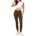 thumbnail image 2 of Women's Cotton Leggings Elastic Waistband Gym Yoga Soft Christmas Stirrup Pants Tights 3XL Brown, 2 of 7