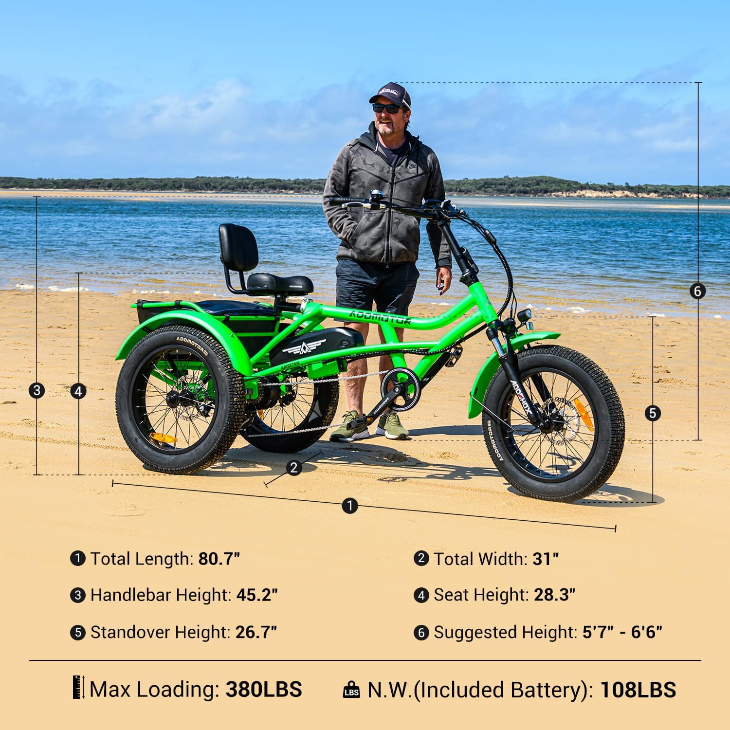 Addmotor M-360II Semi-Recumbent Electric Trike, 750W, 85MI Addmotor M-360II Semi-Recumbent Electric Trike, 750W, 85MI