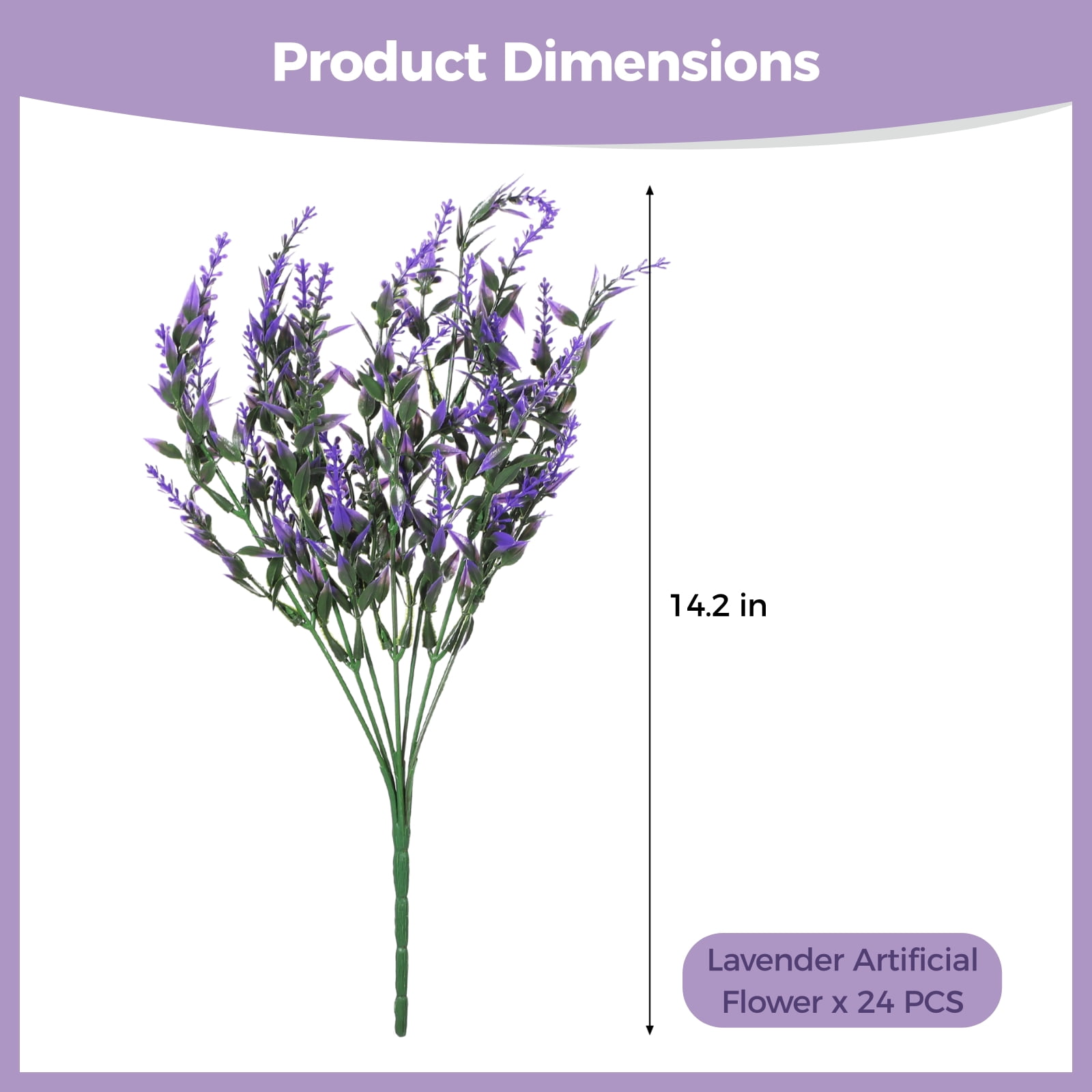 24PCS Fake Lavender Artificial Flowers, Plastic Purple Lavender Bouquet for Wedding, Home, Office Decoration