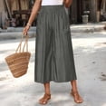 thumbnail image 2 of Women Casual High Waist Culottes Elastic Waist Summer Trousers Loose Fit Lightweight Vacation Lounge Pants with Side Pockets Gray XL, 2 of 8