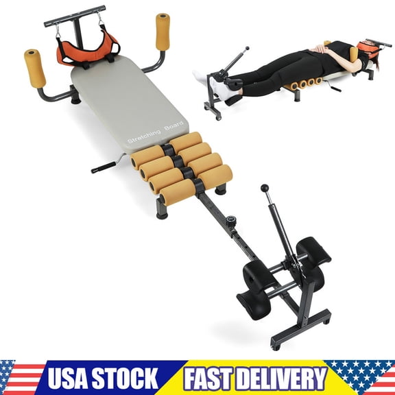 Fitness Full Body Traction Bed, Home Portable Inversion Back Decompression Table with Foam Rollers, Adjustable Lumbar & Spine Stretcher Bed for Back Stretching and Tension Relief, 330lbs