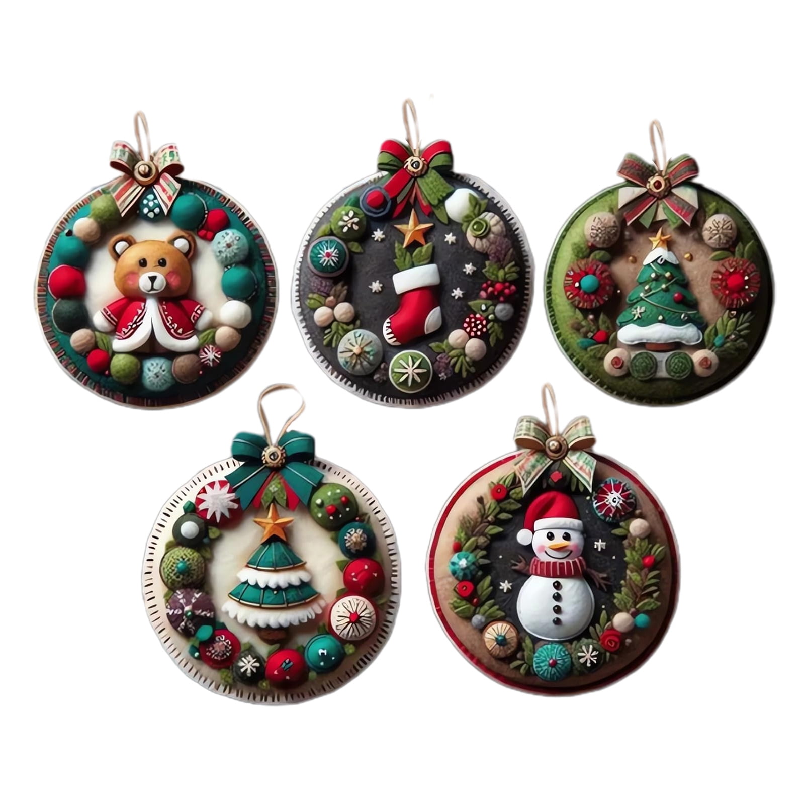 Dserfhy DIY Christmas Felt Patch Kit Holiday Craft Set with Pre-Cut Felts Sheet Handmade Fabric Sewing Crafting Supplies for Tree Home Decor