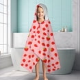 thumbnail image 6 of Red Strawberry Plants Fruit Pink Pattern Hooded Bath Towel，60"x35" for Ages 3 To 12 Kids, Quick Dry Lightweight Soft Microfiber Hood Beach Towel Cover Up for Kids, 6 of 7