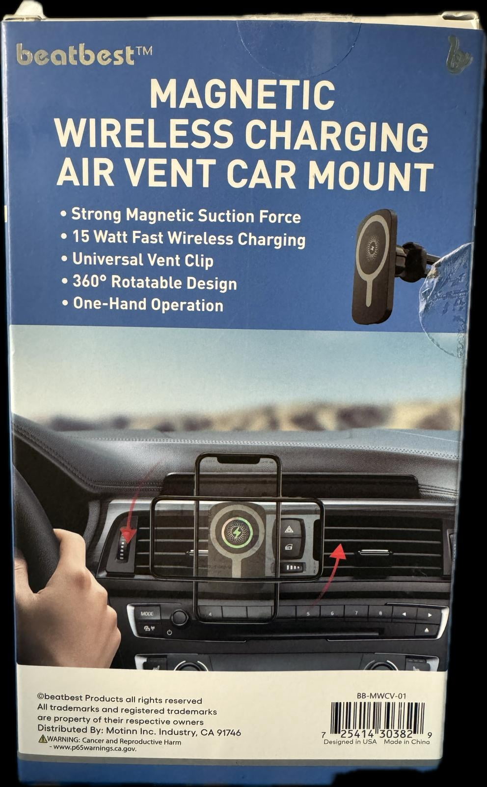 beatbest MAGNETIC WIRLESS CHARGING AIR VENT CAR MOUNT 15 WATT FAST CHARGING