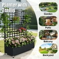 thumbnail image 6 of 73"x 47"x 16"Metal Planter Box with Trellis Privacy Screen, Raised Garden Bed with Dots Trellis & Wheels, Privacy Planters for Patio, Planter Box for Climbing Plants,Black, 6 of 7
