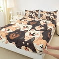 thumbnail image 3 of jejeloiu Cute Cartoon Dogs Full Size Sheets,Kawaii Animal Bed Sheets,Beige Orange Black Sheet Sets Forgirls Boys,Breathable Home Decor,4pcs, 3 of 7