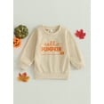 thumbnail image 2 of Toddler Girls Boys Sweatshirts Halloween Clothes Pumpkin Letter Print Crew Neck Long Sleeve Pullovers Fall Tops, 2 of 8