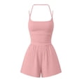 thumbnail image 2 of WDDDD Womens Sleeveless Romper Spaghetti Strap Wide Leg High Waisted Yoga Romper Pink S, 2 of 3