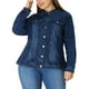 thumbnail image 1 of Chaqueta de mezclilla de botón de manga larga para mujer de tallas grandes Agnes Orinda 2X azul oscuro, 1 of 7