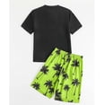 thumbnail image 5 of Atogsazn Kids Boys Hawaiian 2 Piece Outfit Children Casual Short Sleeve Tshirt Shorts Set Beach Clothes Tee Black 14-15 Years Fashion, 5 of 7