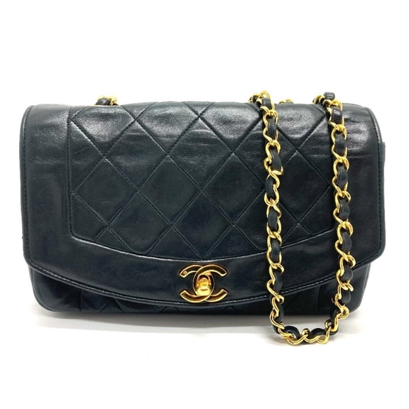 Pre-Owned CHANEL CC Coco Mark Diana 22 Single Chain Shoulder Bag in Lambskin, Black (Good)