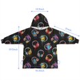 thumbnail image 7 of Colorful Headphones Games Icons Black Pattern Blanket Hoodies for Kids 6-13YR Oversize Wearable Blanket Hoodies for Boys Girls Teens, 7 of 7