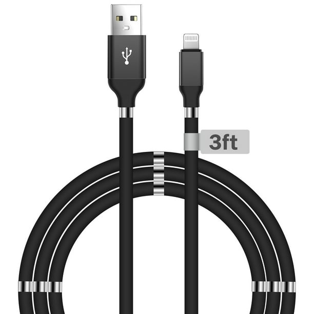 Aduro Magnetic Self Winding Fidget Cable Lightning Iphone Charger Mfi Certified Charging Cable Cord For Iphone 12 11 Xs Max Xr X 8 Plus 7 Plus Se Ipad Pro Ipod Airpods 3 Foot Black Walmart Com