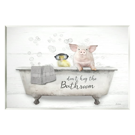 Stupell Industries Don't Hog Bathroom Animals & Insects Painting Unframed Art Print Wall Art, 15 x 10