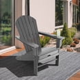 thumbnail image 2 of Costway Outdoor Patio HDPE Deck Adirondack Chair Beach Seat Retractable Ottoman Grey, 2 of 10