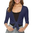 thumbnail image 2 of BILIKEYU Women's Front Short Sleeve Three Quarter Sleeve Cardigan, Womens Tops, Cropped Cardigan, Cardigan Sweaters for Women, 2 of 4