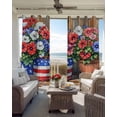 thumbnail image 6 of Red Blue Flower Blackout Curtains for Bedroom Living Room Darkening Curtains 63 Inches Long Retro Independence Day Flag Wood Grain Window Curtain 2 Panels Set Window Treatment Grommet Drapes 42"x63", 6 of 9