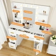 thumbnail image 3 of HABIUBIU Vanity Desk with Mirror and LED Lights, Makeup Vanity with 6 Drawers & 4 Shelves, Vanity Table with Power Outlet for Bedroom Dressing Room, White, 3 of 6