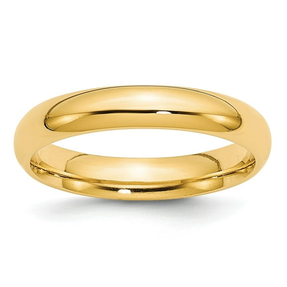 14K Yellow Gold Ring Band Wedding Comfort Domed 4mm Comfort-Fit