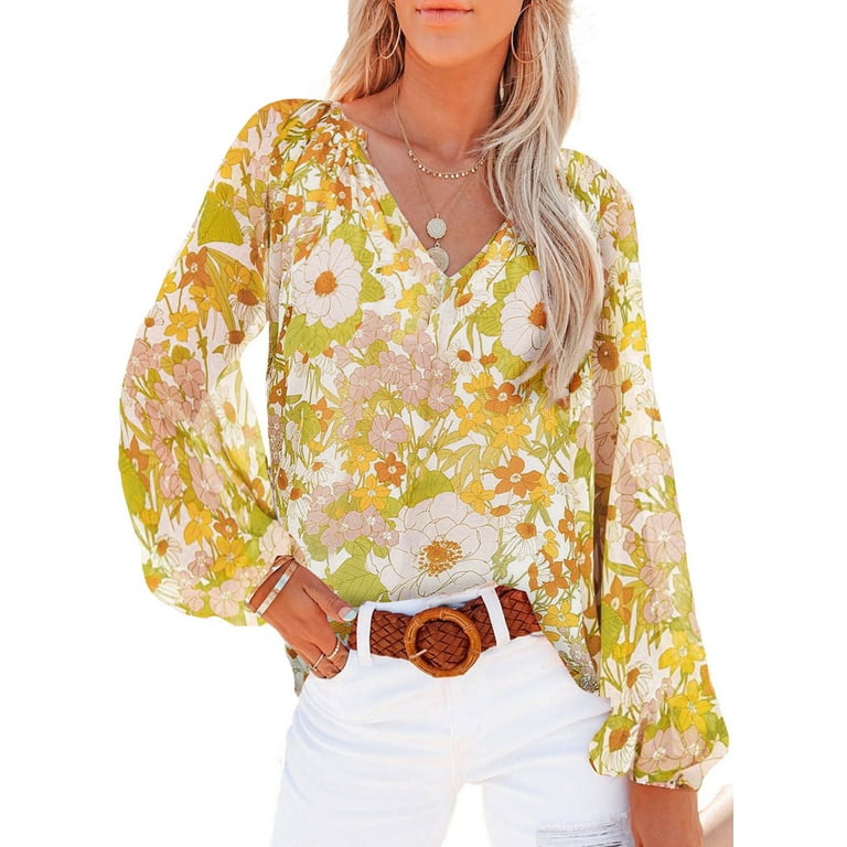 yellow flowy shirt