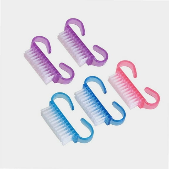 Nail Scrub Brush 5PC Handle Nail Brushes for Cleaning, Handle Grip Nail Brush Small Fingernail Scrub Cleaning Brushes Manicure Tools for Women, Random Color Pedicure Brushes