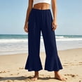 thumbnail image 2 of SONXAHE Women's Flare Hem Capris Elastic Waist Beach Daily Cropped Trousers, 2 of 8